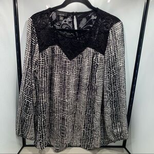 ALYX Blouse Size XL Black White Lined Long Sleeve